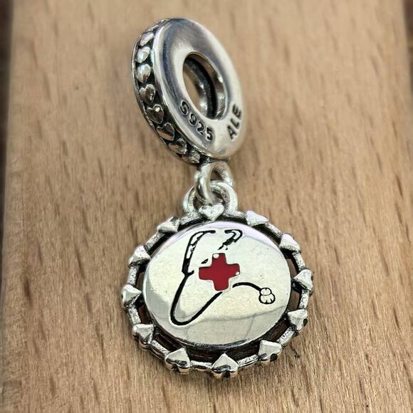 Pandora Stethoscope Engravable Dangle Charm, S925 Silver Bracelets - Picture 1 of 4